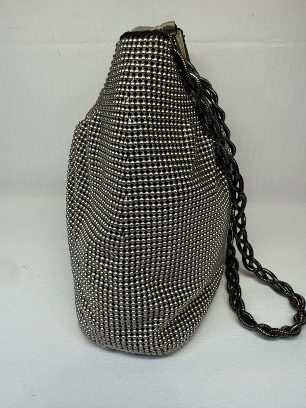 Vintage Whiting & Davis Silver Bubble Mesh Hobo Evening Bag Twisted Chain Y2K